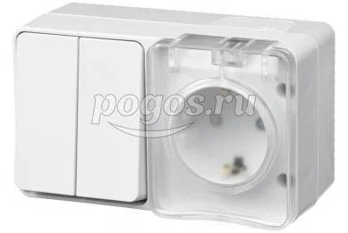 Блок (розетка с/з со шт+выкл. 2-кл) 10A IP54 AtlasDesign Profi54 антрацит  Schneider Electric