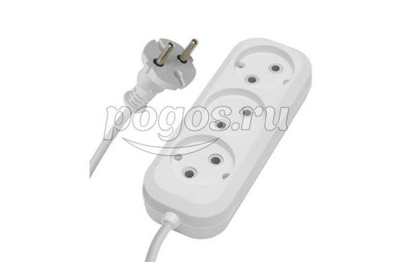 Удлинитель 3,0м 3 гнезда 2*0,75 б/з HM01-30-03 белый  Feron