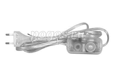 Шнур с вилкой, диммером  200W 1.5м +0.5м прозрачный  Feron