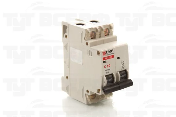 Выключатель автоматический 2п С10А 4,5kA ВА47-63 EKF 