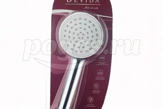 Лейка для душа 1 режим пластик черная DEVIDA