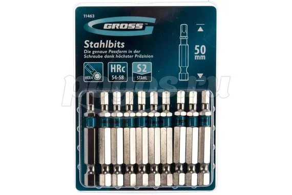 Бита HEX4*50мм 6-ти гран 1/4 S2 (упаковка 10 штук) GROSS 