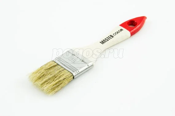 Кисть плоская MASTER COLOR 35мм натуральная щетина деревянная ручка