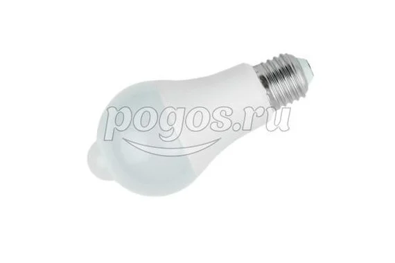 Лампа светодиодная с датчиками движения и освещения, форма А, матовый А60 12W 4000K E27 PS+MS10WH  U