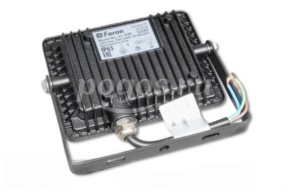 Прожектор светодиодный 30W 6500K 2850Lm IP65 черный  Feron