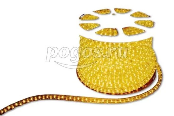 Дюралайт (световая нить) со светодиодами,  2W 230V 36 LED 13мм желтый  Feron