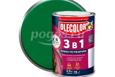 Грунт-эмаль по ржавчине зеленый 0,9кг  OLECOLOR
