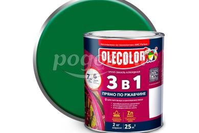 Грунт-эмаль по ржавчине 3 в1 зеленый 2кг  OLECOLOR
