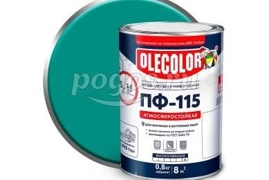 Эмаль алкидная ПФ-115 бирюзовая 0,8кг  OLECOLOR / 4/