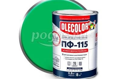 Эмаль алкидная ПФ-115 салатный 0,8кг OLECOLOR