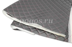 Винилискожа на поролоне 3мм ширина 1550мм Черный стежка ромб 35*35 красный