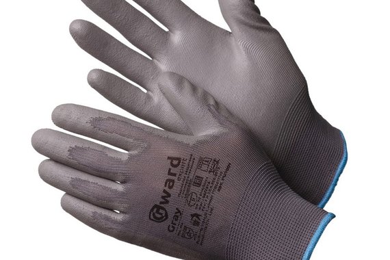 Перчатки нейлоновые серого цвета с полиуретановым покрытием Gray  р-р 9  GWARD