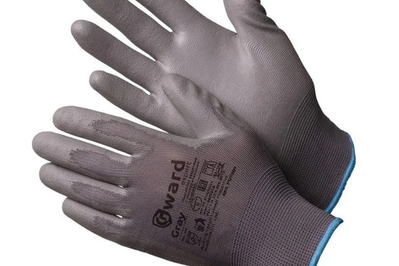 Перчатки нейлоновые серого цвета с полиуретановым покрытием Gray  р-р 9  GWARD