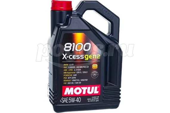 Масло синтетическое (8100 X-cess GEN2; 5W40; 4 л) MOTUL 109775