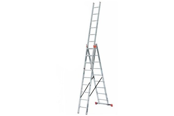 Лестница алюминиевая 3-х секционная  9 ступеней (2,7м/6,05м) TRIBILO  KRAUSE