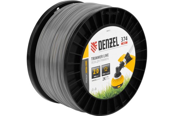 Леска для триммера двухкомпонентная звезда 2,0мм (катушка 374м) на DIN катушке EXTRA CORD  DENZEL
