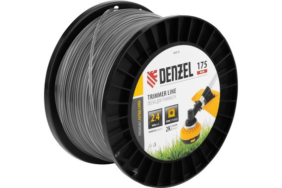 Леска для триммера двухкомпонентная квадрат 2,4мм (катушка 175м) на DIN катушке EXTRA CORD  DENZEL