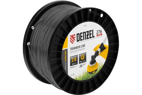 Леска для триммера двухкомпонентная круглая 2,0мм (катушка 276м) на DIN катушке EXTRA CORD  DENZEL