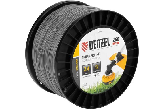 Леска для триммера двухкомпонентная звезда 2,4мм (катушка 260м) на DIN катушке EXTRA CORD  DENZEL