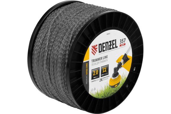 Леска для триммера двухкомпонентная витой квадрат 2,0мм (катушка 357м) на DIN катушке EXTRA CORD  DENZEL