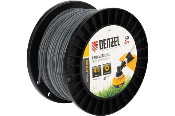 Леска для триммера двухкомпонентная круглая 4,0мм (катушка 69м) на DIN катушке EXTRA CORD  DENZEL