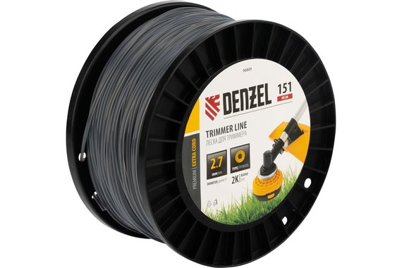 Леска для триммера двухкомпонентная круглая 2,7мм (катушка 151м) на DIN катушке EXTRA CORD  DENZEL