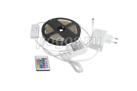 Комплект светодиодной ленты SMD5050-30 LED/м-12 В-7,2 Вт/м-IP65-RGB (3 м), 18 Вт, IR-контроллер  TDM