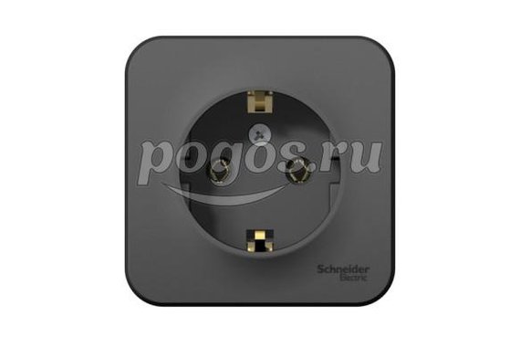 Розетка о/у c/з 2Р+Е 16А без шторок Blanca антрацит  Schneider Electric