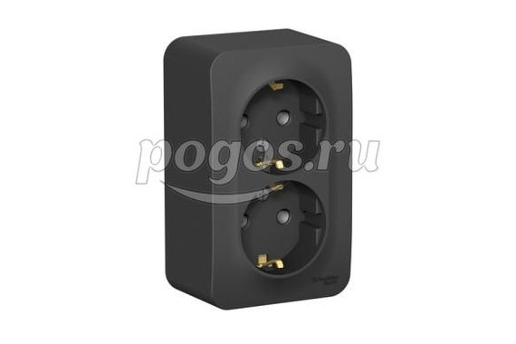 Розетка о/у c/з 2*2Р+Е без шторок 16А Blanca антрацит   Schneider Electric