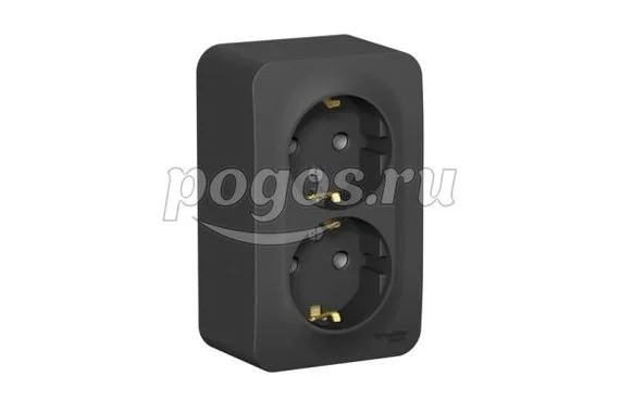 Розетка о/у c/з 2*2Р+Е без шторок 16А Blanca антрацит   Schneider Electric