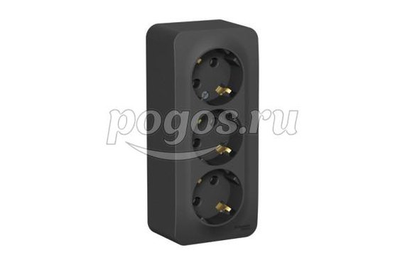Розетка о/у c/з 3*2Р+Е без шторок 16А 250В Blanca антрацит   Schneider Electric