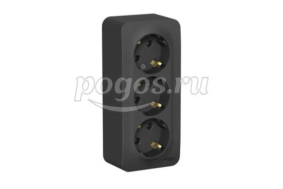 Розетка о/у c/з 3*2Р+Е без шторок 16А 250В Blanca антрацит   Schneider Electric