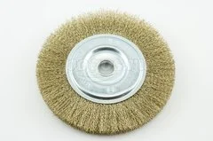 Щетка шлифовальная MATRIX для УШМ 200х22мм плоская латун. витая проволока