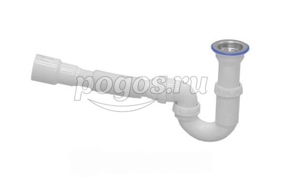 Сифон для раковины прямоточный 1 1/2"х40 мм, литой выпуск с гибкой трубой 40х40/50 мм  UNICORN