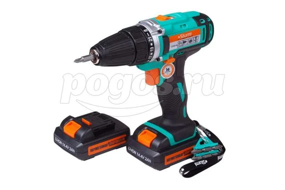Шуруповерт аккумуляторный 14,4В 2*2Ач Li-Ion 0-350-1300об/мин CD3214L кейс  STURM