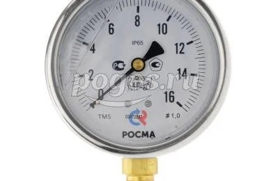 Манометр ТМ-520Р.00 (0...16 МРа) М20*1,5 кл. точн.-1,0 (с глицерином)  РОСМА