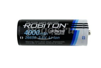 Аккумулятор Li26650 4000мАч с защитой PK1  Robiton
