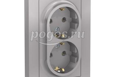 Розетка с/з 2*2P+E 16A в сборе Atlas Design алюминий  Schneider Electric