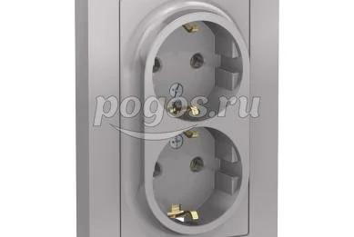 Розетка с/з 2*2P+E 16A в сборе Atlas Design алюминий  Schneider Electric