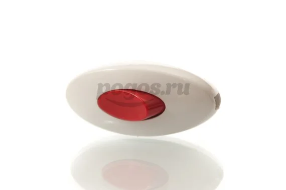 Выключатель на шнур, белый с красной клавишей, MAKEL 