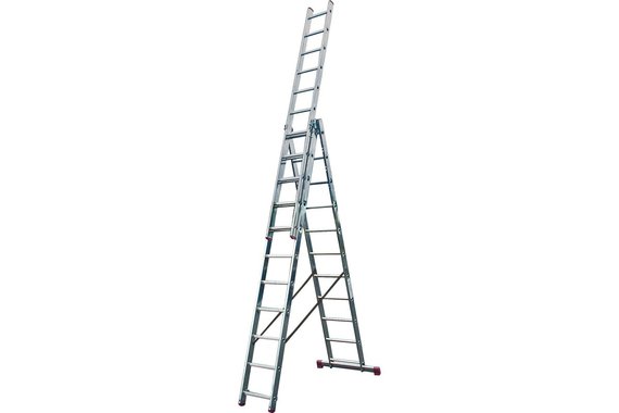 Лестница алюминиевая 3-х секционная 11 ступеней (2,95/4,55/6,45м)  CORDA  KRAUSE