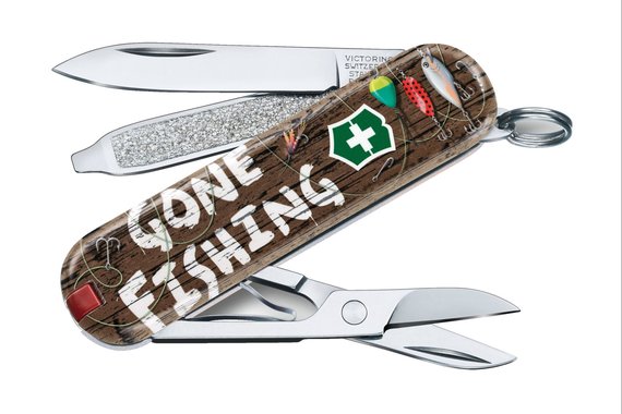 Мультитул Classic Gone Fishing 7 функций 58 мм голубой/рисунок  VICTORINOX 