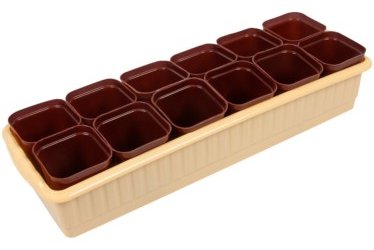 Комплект :12 рассадников Дом и дача 0,25л+поддон коричн