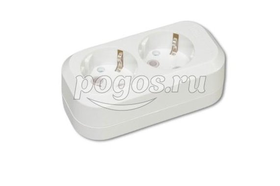 Колодка розеточная 2 гнезда 2П+З 16А 250В белая  TDM