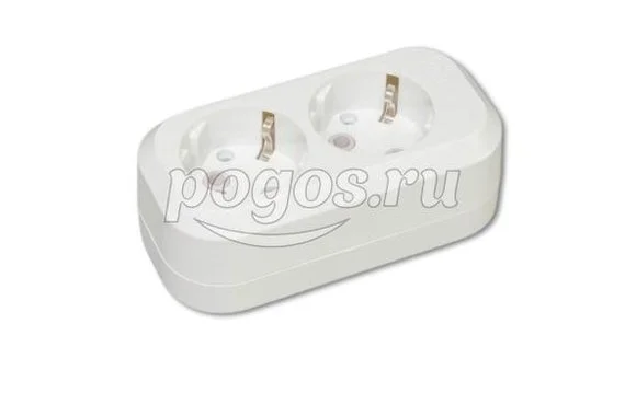 Колодка розеточная 2 гнезда 2П+З 16А 250В белая  TDM