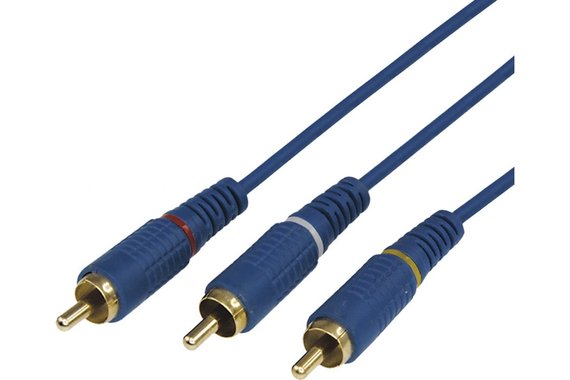 Шнур  3х3 RCA  3М синий gold REXANT 17-0204-1