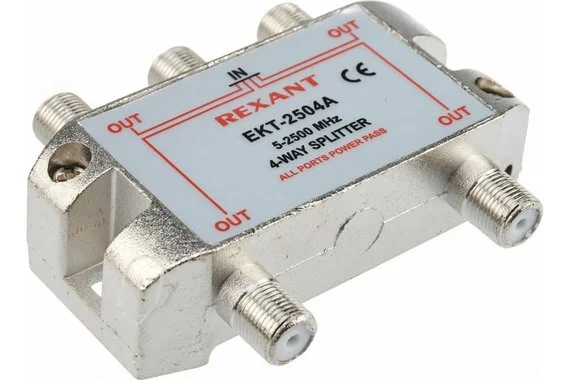 Делитель REXANT ТВ х 4 под F разъём, 5-2500 МГц, СПУТНИК 05-6203