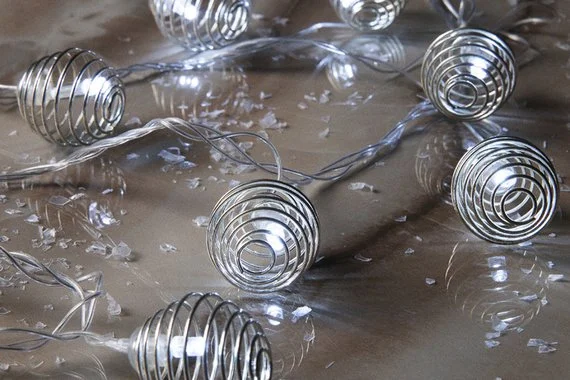 Гирлянда "Метраж" 5 м с насадками “Пружинка Шарик” 3 см, нить силикон,8 режимов, белая