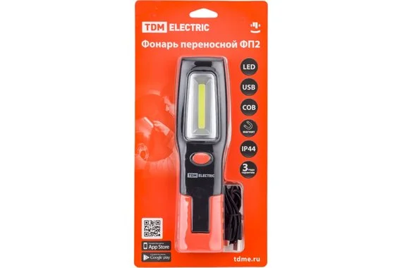 Фонарь переносной светодиодный ФП2, 5 Вт, 240 лм,  Li-Ion 3,7 В 1,3 A*ч, USB, магн  TDM