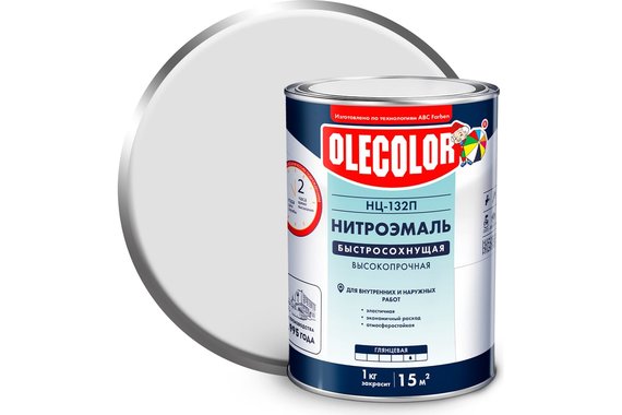 Нитроэмаль НЦ-132П 0,7кг по дереву и металлу белый OLECOLOR